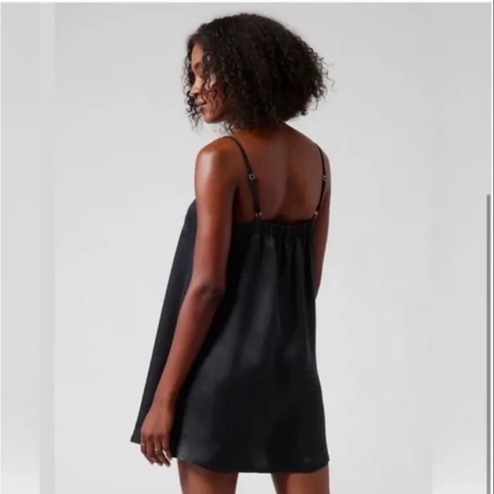 NWT ATHLETA Calm Cool Slip Dress In Black Sz XXS